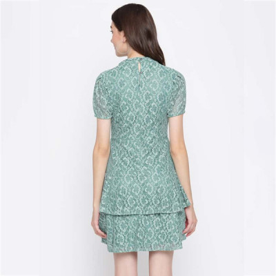 Women Lace Cutout Detail Layered Dress